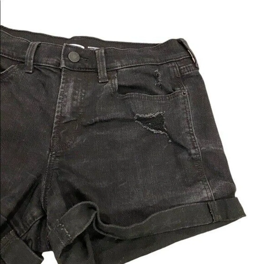 Old Navy Boyfriend Shorts Womens Size 4 Distressed Black Denim